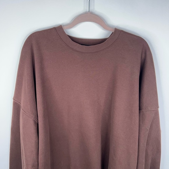 Beyond Yoga Oversized Sweatshirt Brown Espresso Luxe Fleece Soft Neutral XL - Picture 3 of 11